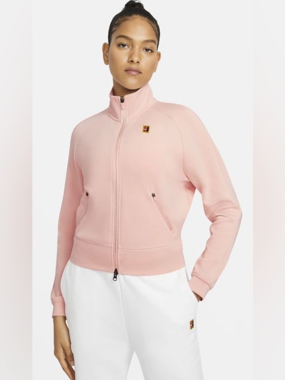 Nike Court Heritage Jacket Full Zip Size Large Bleached Corral Logo Long Sleeve